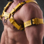 Alpha Pull – Kraftvoller Leder-Brustgurt in Gelb|SAXOS.NET LEATHER|Tigerversand – we reply fast, even faster via WhatsApp! Fastest shipping from our warehouses in Germany and Switzerland.|BDSM Harness