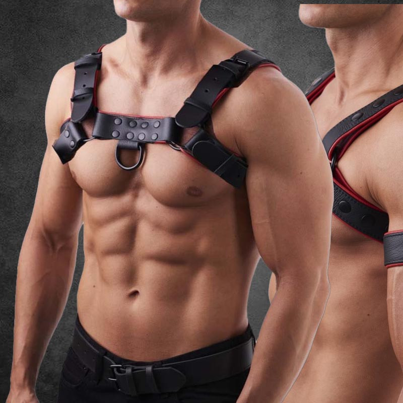 Titan BDSM robuster Harness Red/Schwarz|SAXOS.NET LEATHER|Tigerversand – we reply fast, even faster via WhatsApp! Fastest shipping from our warehouses in Germany and Switzerland.|BDSM Harness