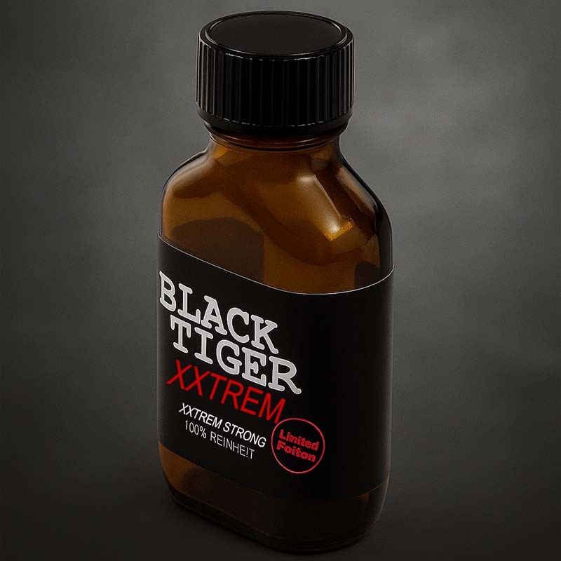 XXTREM Black Tiger 30 ml|ALPHA POPPERS|Tigerversand – we reply fast, even faster via WhatsApp! Fastest shipping from our warehouses in Germany and Switzerland.|Pentyl nitrite Poppers