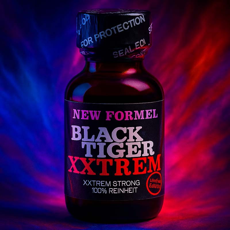 BLACK TIGER XXTREM (NEW FORMEL) 25 ml|ALPHA POPPERS|Tigerversand – we reply fast, even faster via WhatsApp! Fastest shipping from our warehouses in Germany and Switzerland.|Propyl Poppers