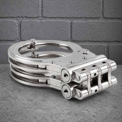 High-security handcuffs with triple wide hinge|® XLeathers|TV|Bondage BDSM