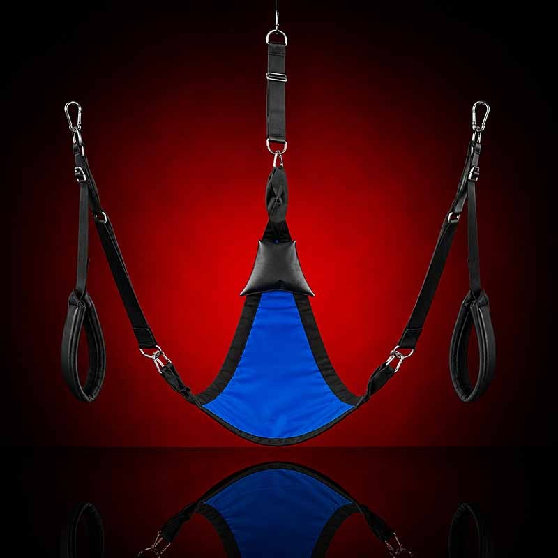 Trigonaler Sling für Fisting – Komplettset aus Canvas Blau|665|TV|BDSM Sling Schaukeln