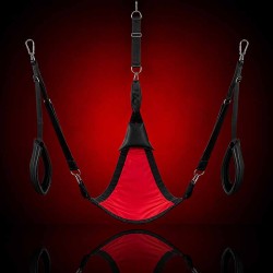 Pig Fisting Echtleder Sling  Schwarz/Rot|Alpha X|TV|BDSM Sling Schaukeln