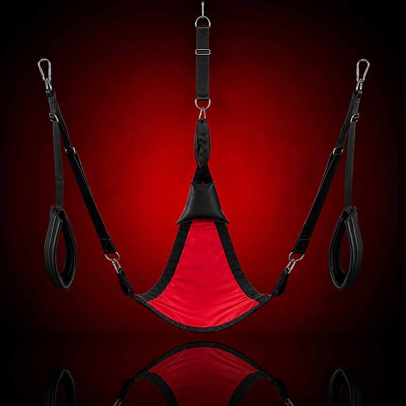 Trigonaler Sling für Fisting – Komplettset aus Canvas Rot|665|TV|BDSM Sling Schaukeln