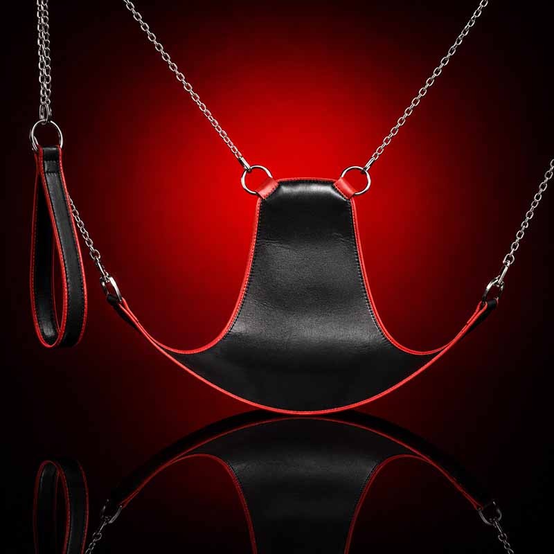 Pig Fisting Genuine Leather Sling Black/Red|Alpha X|TV|BDSM slinger