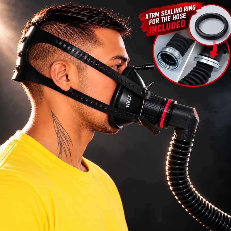 SET 2 – XTRM RUBBER DARK BREATH + 90°-Adapter + XTRM Rubber Schlauch