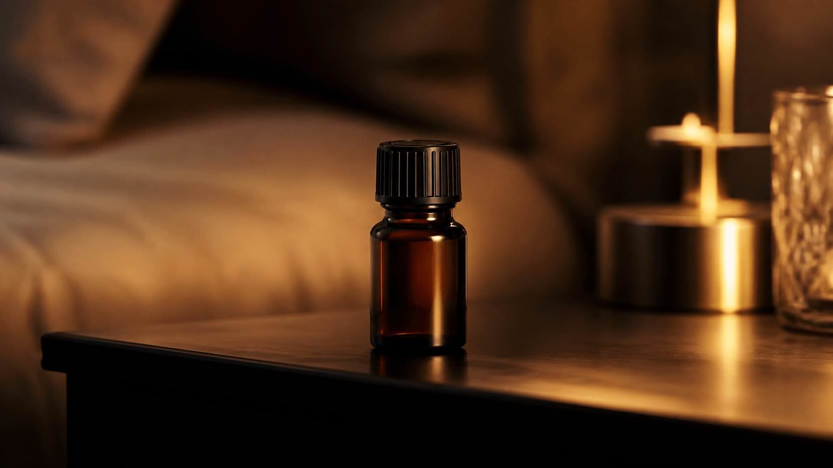 Poppers erectile dysfunction bottle on bedside table in intimate atmosphere