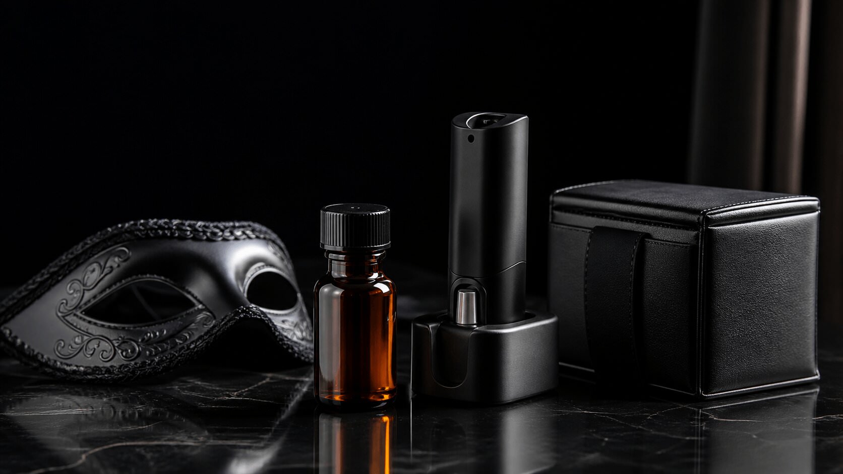 Poppers-accessoires met inhaler, opbergbox, houder en masker